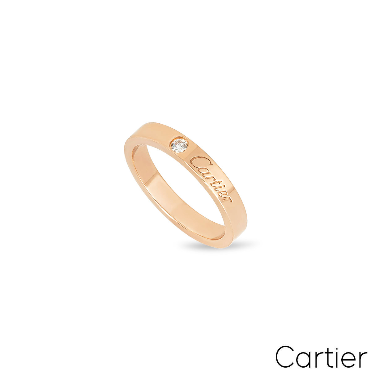 Cartier Rose Gold C de Cartier Diamond Wedding Ring Size 50 B4086400 Cartier Rose Gold C de Cartier Diamond Wedding Ring Size 50 B4086400
